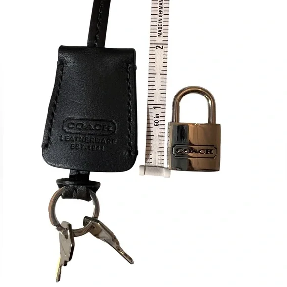 Coach Silver Padlock and Black Leather Clochette with two keys - Picture 9 of 15